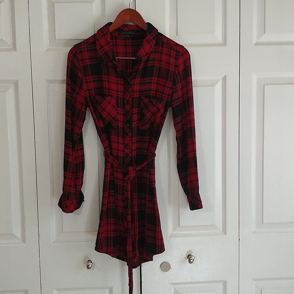 Sanctuary Buffalo plaid button down dress size xs - Picture 2 of 8